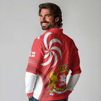 Georgia Independence Day Long Sleeve Polo Shirt Borjgalo With Coat Of Arms