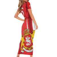Georgia Independence Day Short Sleeve Bodycon Dress Borjgalo With Coat Of Arms