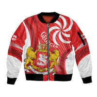Georgia Independence Day Sleeve Zip Bomber Jacket Borjgalo With Coat Of Arms