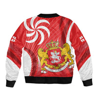 Georgia Independence Day Sleeve Zip Bomber Jacket Borjgalo With Coat Of Arms