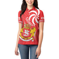 Georgia Independence Day Women Polo Shirt Borjgalo With Coat Of Arms