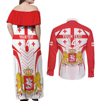 Custom Georgia Football Couples Matching Off Shoulder Maxi Dress and Long Sleeve Button Shirt Come On Georgian