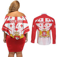 Custom Georgia Football Couples Matching Off Shoulder Short Dress and Long Sleeve Button Shirt Come On Georgian