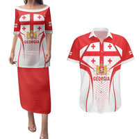 Custom Georgia Football Couples Matching Puletasi and Hawaiian Shirt Come On Georgian
