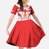 Custom Georgia Football Family Matching Off The Shoulder Long Sleeve Dress and Hawaiian Shirt Come On Georgian