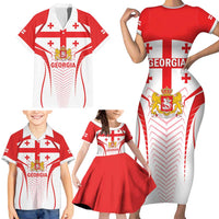 Custom Georgia Football Family Matching Short Sleeve Bodycon Dress and Hawaiian Shirt Come On Georgian