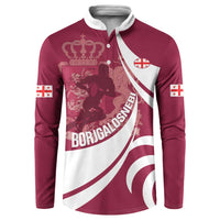Custom Georgia Rugby Button Sweatshirt Go Borjgalosnebi