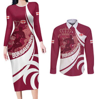 Custom Georgia Rugby Couples Matching Long Sleeve Bodycon Dress and Long Sleeve Button Shirt Go Borjgalosnebi