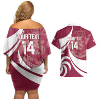 Custom Georgia Rugby Couples Matching Off Shoulder Short Dress and Hawaiian Shirt Go Borjgalosnebi