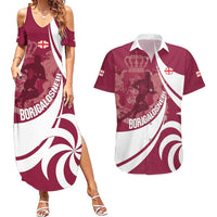 Custom Georgia Rugby Couples Matching Summer Maxi Dress and Hawaiian Shirt Go Borjgalosnebi