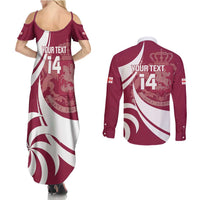Custom Georgia Rugby Couples Matching Summer Maxi Dress and Long Sleeve Button Shirt Go Borjgalosnebi