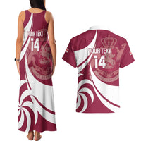 Custom Georgia Rugby Couples Matching Tank Maxi Dress and Hawaiian Shirt Go Borjgalosnebi