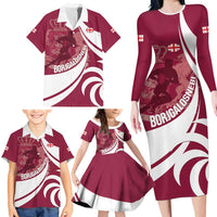 Custom Georgia Rugby Family Matching Long Sleeve Bodycon Dress and Hawaiian Shirt Go Borjgalosnebi
