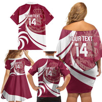 Custom Georgia Rugby Family Matching Off Shoulder Short Dress and Hawaiian Shirt Go Borjgalosnebi