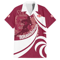 Custom Georgia Rugby Family Matching Off Shoulder Short Dress and Hawaiian Shirt Go Borjgalosnebi