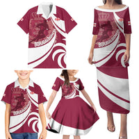 Custom Georgia Rugby Family Matching Puletasi and Hawaiian Shirt Go Borjgalosnebi