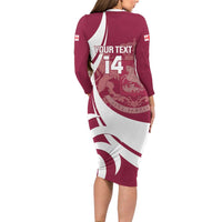Custom Georgia Rugby Long Sleeve Bodycon Dress Go Borjgalosnebi