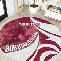 Custom Georgia Rugby Round Carpet Go Borjgalosnebi
