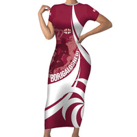 Custom Georgia Rugby Short Sleeve Bodycon Dress Go Borjgalosnebi