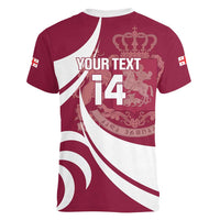 Custom Georgia Rugby Women V-Neck T-Shirt Go Borjgalosnebi