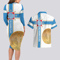 Georgia Tbilisi Capital Couples Matching Long Sleeve Bodycon Dress and Hawaiian Shirt The Warm Place Flag Style