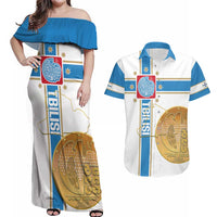 Georgia Tbilisi Capital Couples Matching Off Shoulder Maxi Dress and Hawaiian Shirt The Warm Place Flag Style