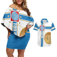 Georgia Tbilisi Capital Couples Matching Off Shoulder Short Dress and Hawaiian Shirt The Warm Place Flag Style