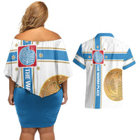 Georgia Tbilisi Capital Couples Matching Off Shoulder Short Dress and Hawaiian Shirt The Warm Place Flag Style