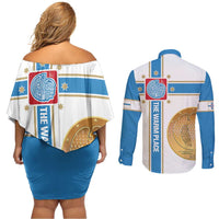 Georgia Tbilisi Capital Couples Matching Off Shoulder Short Dress and Long Sleeve Button Shirt The Warm Place Flag Style