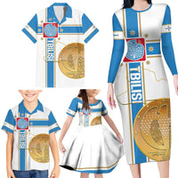 Georgia Tbilisi Capital Family Matching Long Sleeve Bodycon Dress and Hawaiian Shirt The Warm Place Flag Style