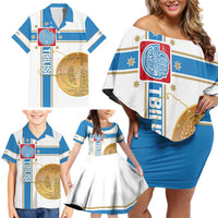 Georgia Tbilisi Capital Family Matching Off Shoulder Short Dress and Hawaiian Shirt The Warm Place Flag Style