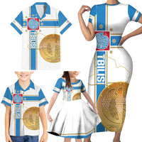 Georgia Tbilisi Capital Family Matching Short Sleeve Bodycon Dress and Hawaiian Shirt The Warm Place Flag Style