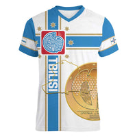 Georgia Tbilisi Capital Women V-Neck T-Shirt The Warm Place Flag Style