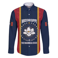 United States Mississippi Family Matching Long Sleeve Bodycon Dress and Hawaiian Shirt Magnolia State Flag Style