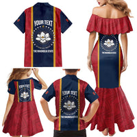 United States Mississippi Family Matching Mermaid Dress and Hawaiian Shirt Magnolia State Flag Style