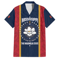 United States Mississippi Family Matching Off The Shoulder Long Sleeve Dress and Hawaiian Shirt Magnolia State Flag Style