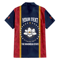 United States Mississippi Family Matching Off The Shoulder Long Sleeve Dress and Hawaiian Shirt Magnolia State Flag Style