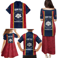 United States Mississippi Family Matching Puletasi and Hawaiian Shirt Magnolia State Flag Style