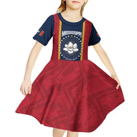 United States Mississippi Kid Short Sleeve Dress Magnolia State Flag Style