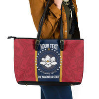 United States Mississippi Leather Tote Bag Magnolia State Flag Style