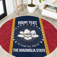 United States Mississippi Round Carpet Magnolia State Flag Style