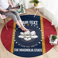 United States Mississippi Round Carpet Magnolia State Flag Style