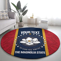 United States Mississippi Round Carpet Magnolia State Flag Style