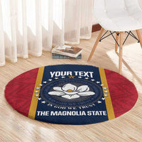 United States Mississippi Round Carpet Magnolia State Flag Style