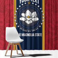 United States Mississippi Window Curtain Magnolia State Flag Style