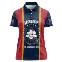 United States Mississippi Women Polo Shirt Magnolia State Flag Style