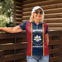 United States Mississippi Women Polo Shirt Magnolia State Flag Style