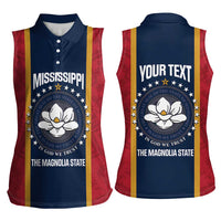 United States Mississippi Women Sleeveless Polo Shirt Magnolia State Flag Style
