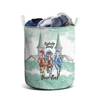 Kentucky Horse Racing Personalized Laundry Basket Churchill Downs Roses Pastel Green