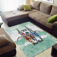 Kentucky Horse Racing Personalized Area Rug Churchill Downs Roses Pastel Green
